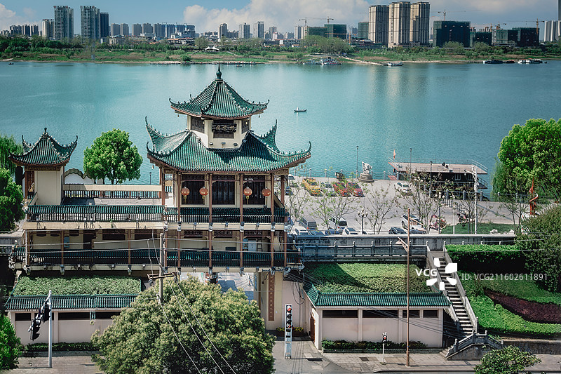 沅江和排云阁+湖南常德图片素材