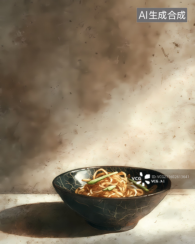【AI数字艺术】葱油拌面美食插图图片素材