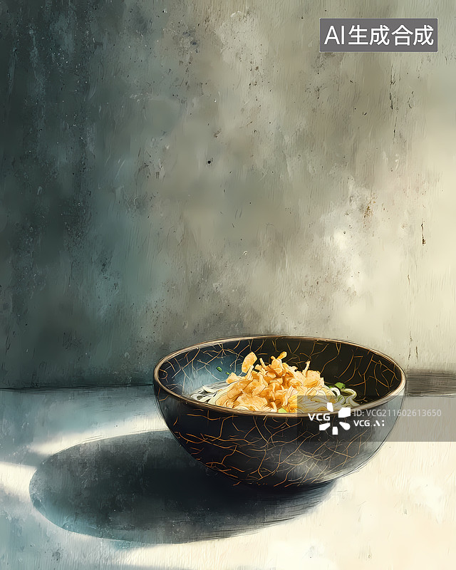 【AI数字艺术】葱油拌面美食插图图片素材