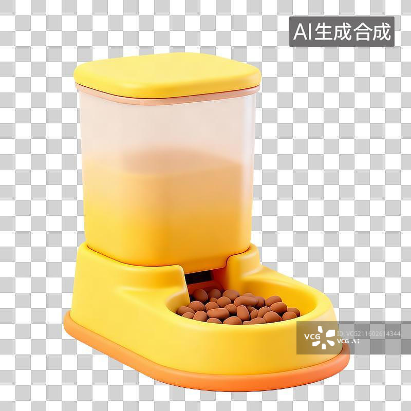 【AI数字艺术】3D粘土风宠物用品自动喂食器图片素材