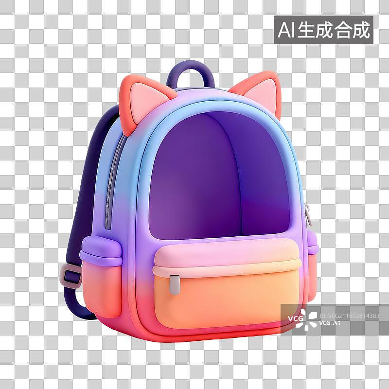 【AI数字艺术】3D粘土风宠物用品猫咪外出包图片素材
