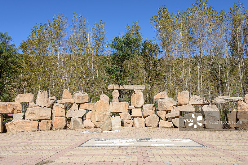 内蒙古赤峰喀喇沁旗王府镇陈砬线石头广场图片素材