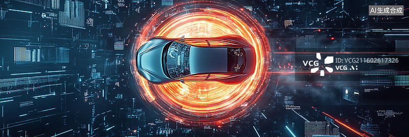 【AI数字艺术】智能汽车驾驶科技感场景图片素材