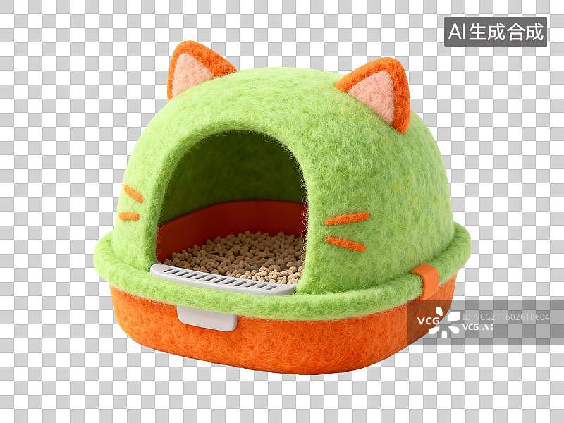 【AI数字艺术】3D毛毡宠物用品猫砂盆图片素材