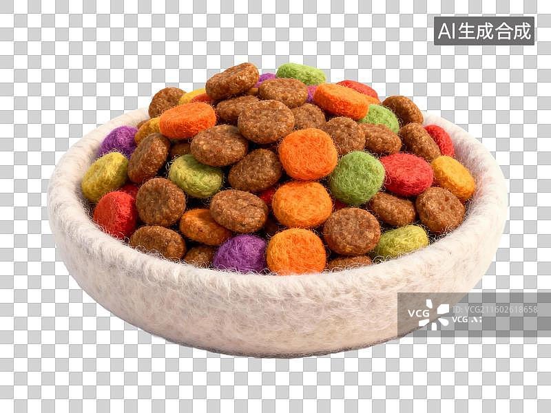 【AI数字艺术】3D毛毡宠物食品猫粮狗粮图片素材