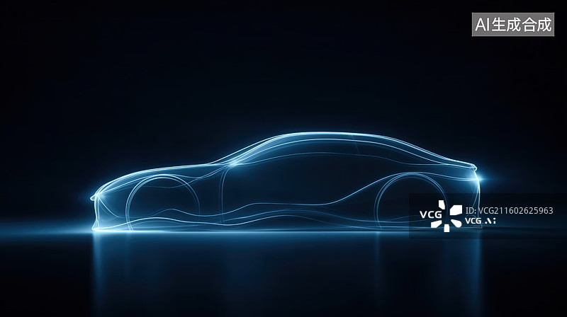 【AI数字艺术】蓝色汽车轮廓图片素材