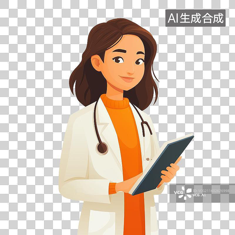 【AI数字艺术】女医生手持病历夹站立图片素材