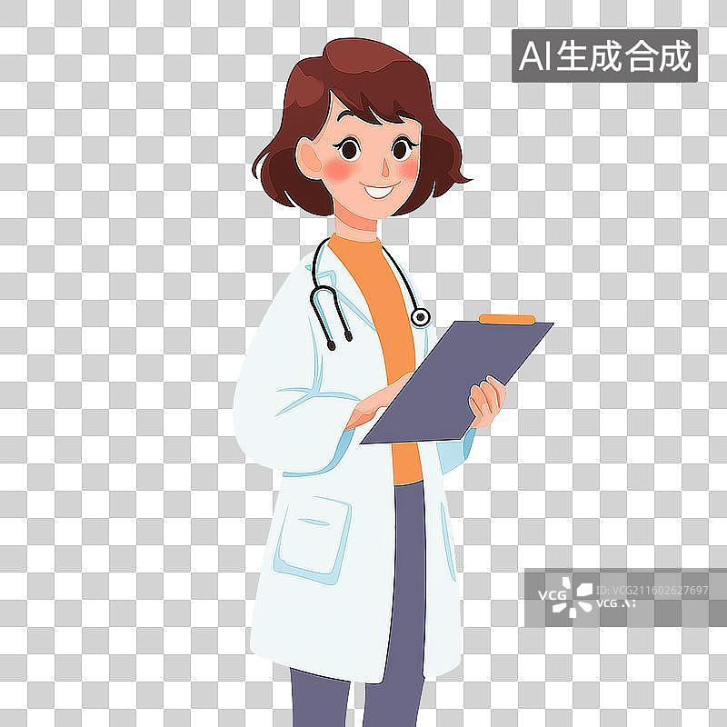 【AI数字艺术】女医生手持病历夹站立图片素材