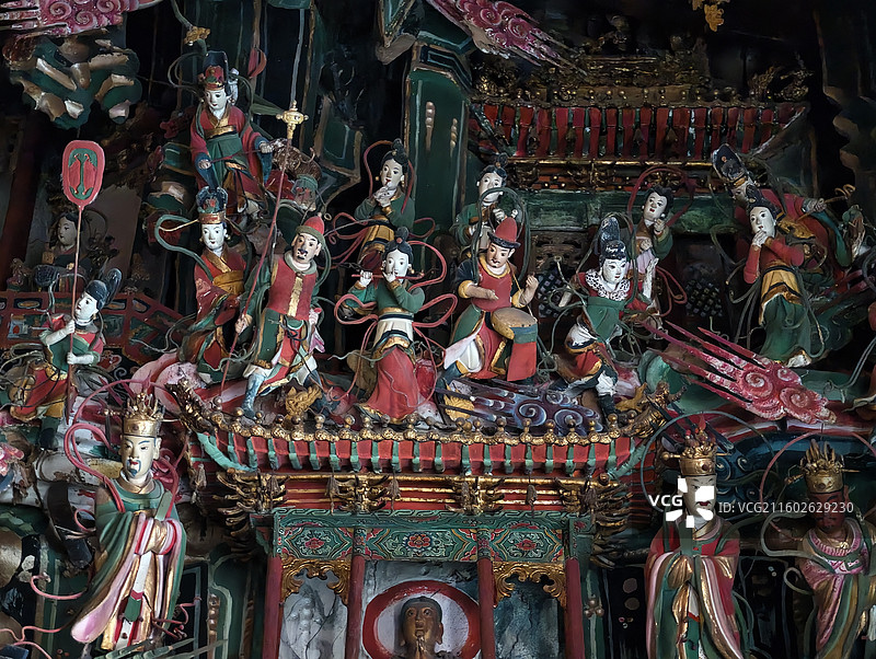 山西长治观音堂观音殿明代悬塑彩塑图片素材