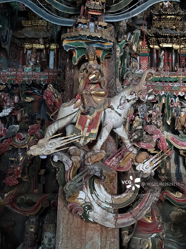 山西长治观音堂观音殿明代悬塑彩塑图片素材