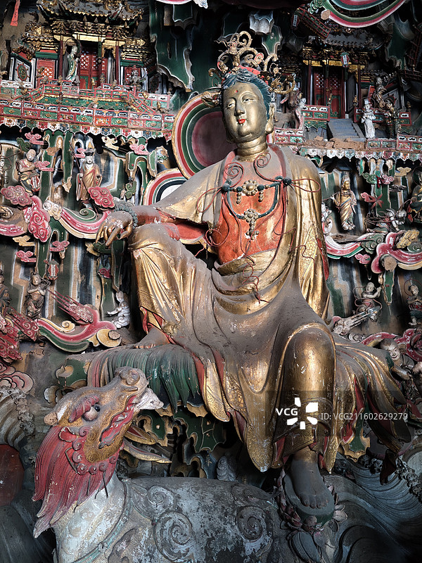 山西长治观音堂观音殿明代悬塑彩塑图片素材