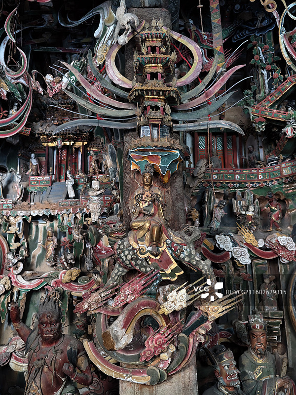 山西长治观音堂观音殿明代悬塑彩塑图片素材