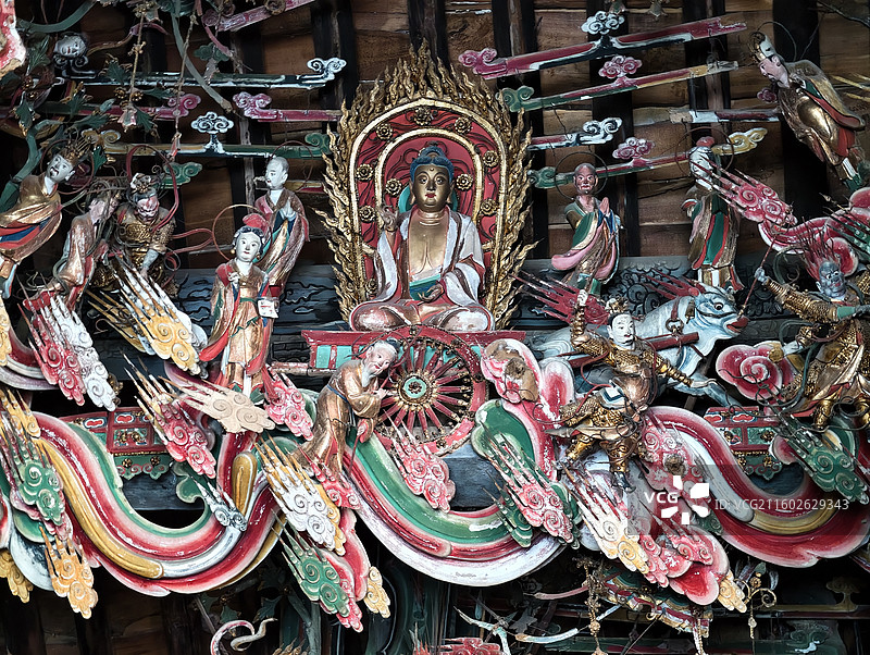 山西长治观音堂观音殿明代悬塑彩塑图片素材