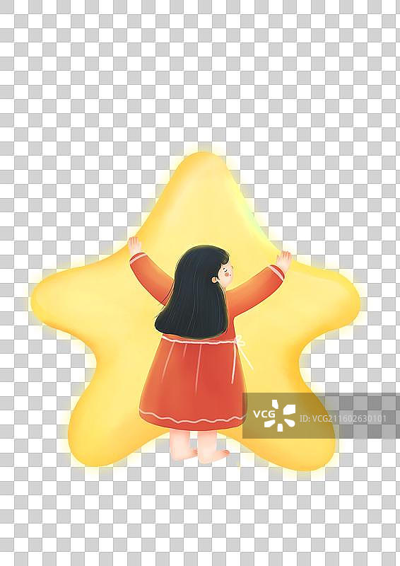 女孩抱着星星图片素材