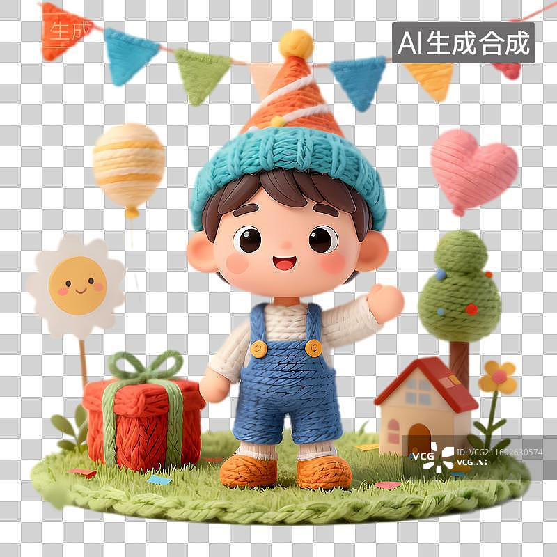 【AI数字艺术】可爱卡通男孩与节日氛围图片素材