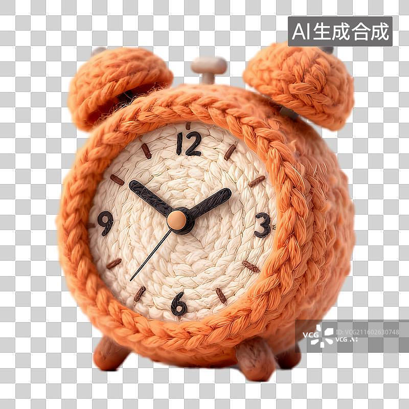 【AI数字艺术】可爱橙色针织闹钟图片素材