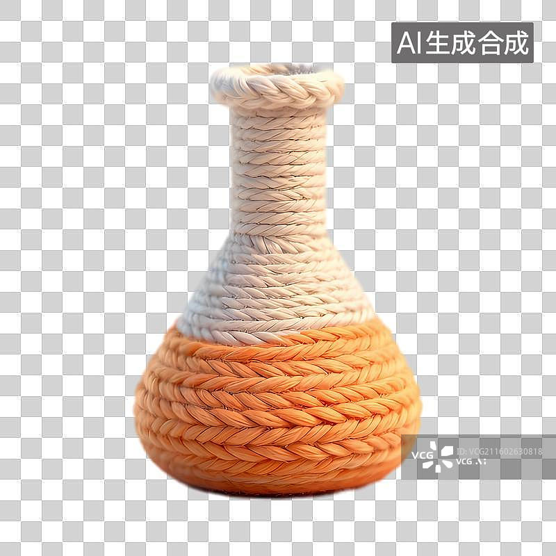 【AI数字艺术】手工编织双色瓶状物体图片素材