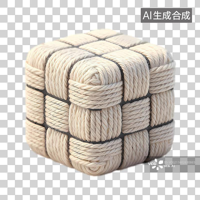 【AI数字艺术】手工编织绳结立方体图片素材