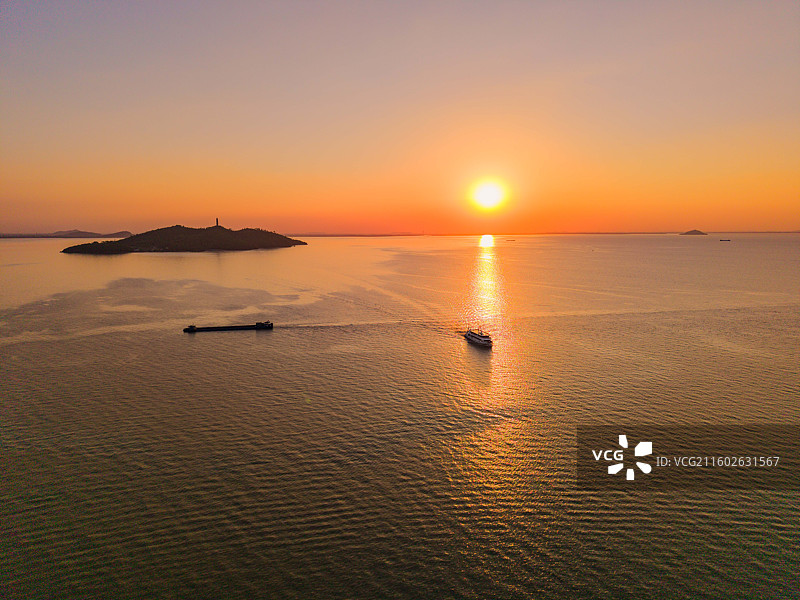 巢湖明珠姥山岛风光航拍-安徽合肥巢湖图片素材