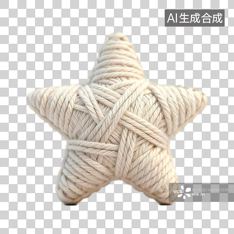 【AI数字艺术】手工编织白色绳制星形装饰品图片素材