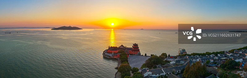 巢湖明珠姥山岛风光航拍-安徽合肥巢湖图片素材