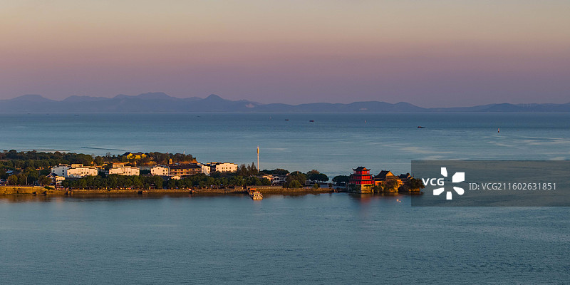 巢湖明珠姥山岛风光航拍-安徽合肥巢湖图片素材