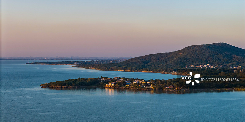 巢湖明珠姥山岛风光航拍-安徽合肥巢湖图片素材