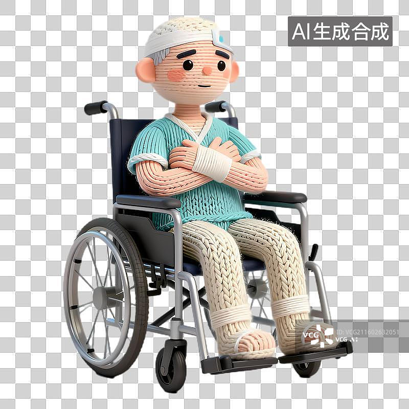 【AI数字艺术】坐轮椅的受伤医疗人物图片素材