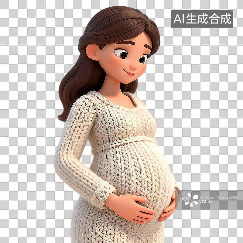 【AI数字艺术】穿着针织连衣裙的孕妇图片素材