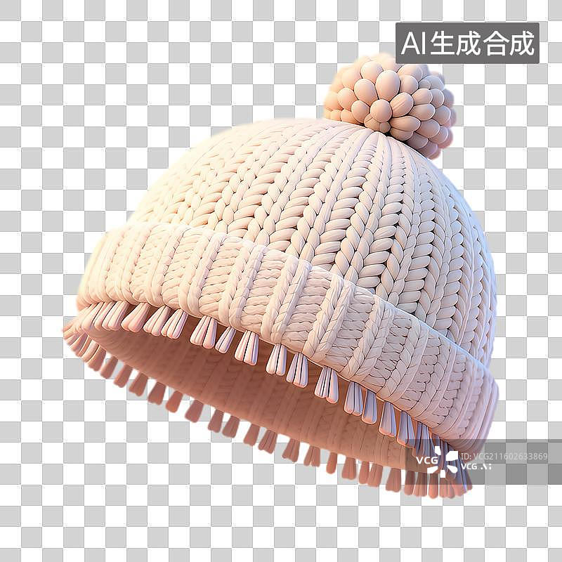 【AI数字艺术】浅粉色针织带绒球帽子图片素材