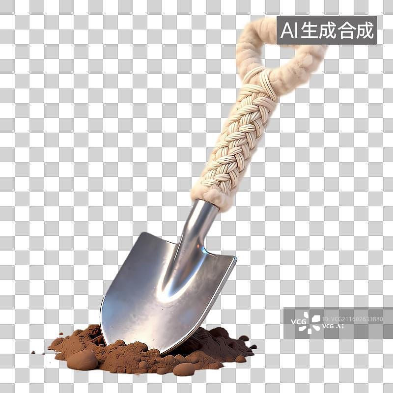 【AI数字艺术】带编织手柄的小园艺铲图片素材