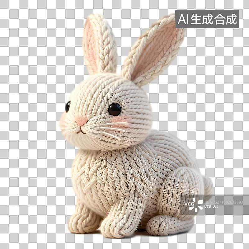 【AI数字艺术】可爱针织兔子摆件图片素材