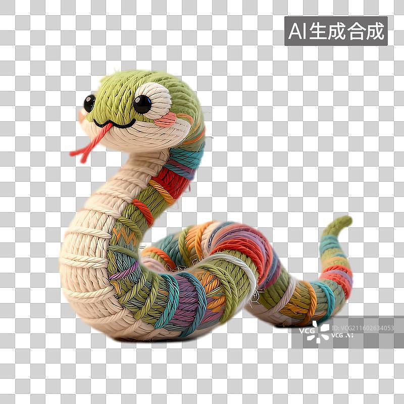 【AI数字艺术】色彩斑斓手工绳编蛇图片素材