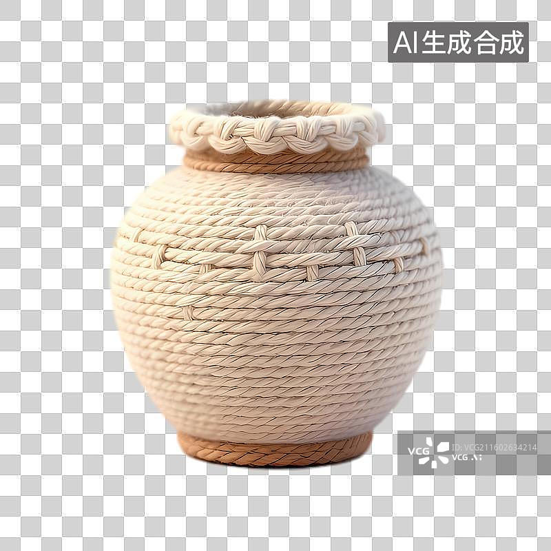 【AI数字艺术】手工编织装饰陶瓷花瓶独特图案图片素材