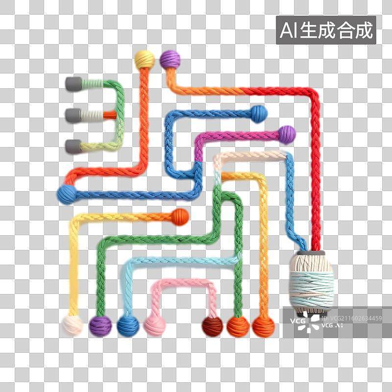 【AI数字艺术】彩色缠绕绳线与线轴图片素材
