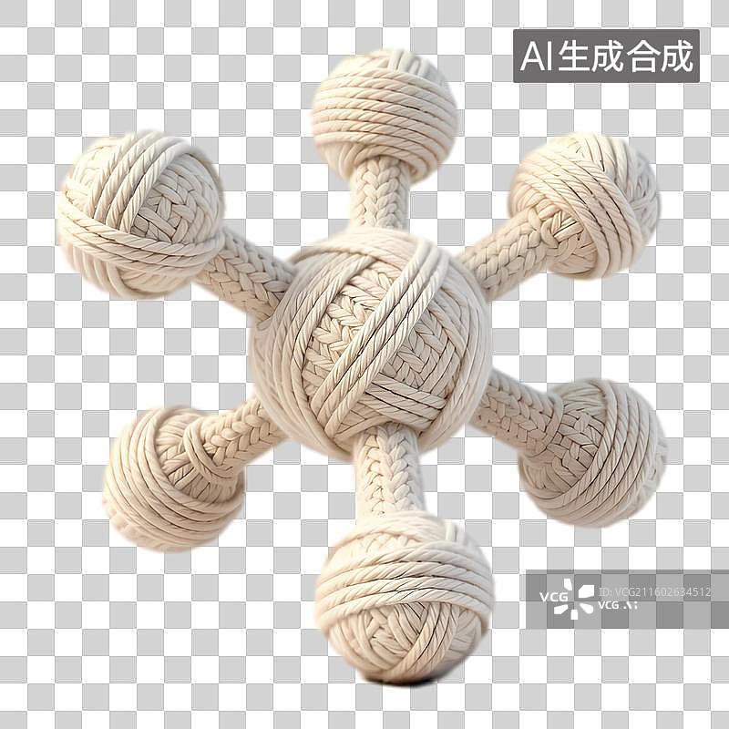 【AI数字艺术】手工编织多球绳结宠物玩具图片素材