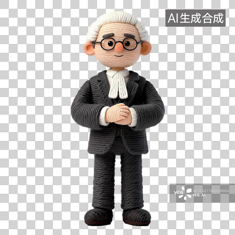 【AI数字艺术】身着正装戴法官假发和眼镜的人偶图片素材