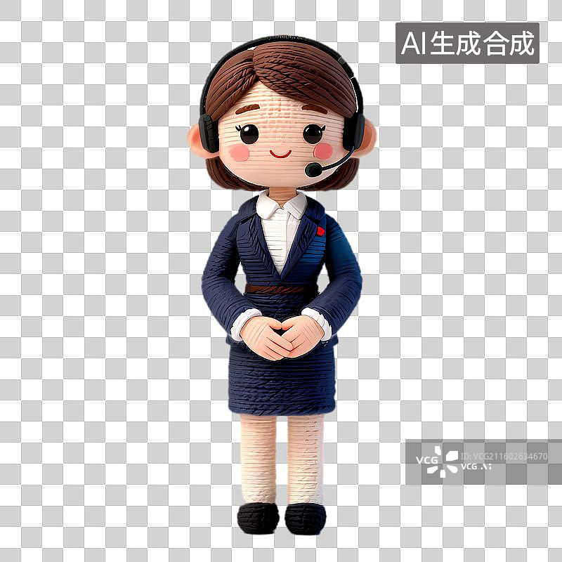【AI数字艺术】穿着职业装的可爱客服女性图片素材
