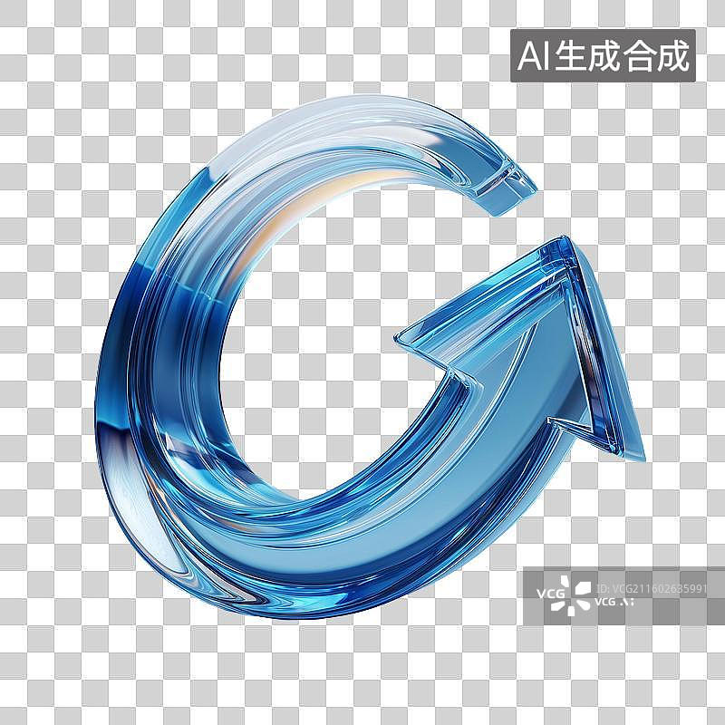 【AI数字艺术】蓝色玻璃上升箭头图片素材