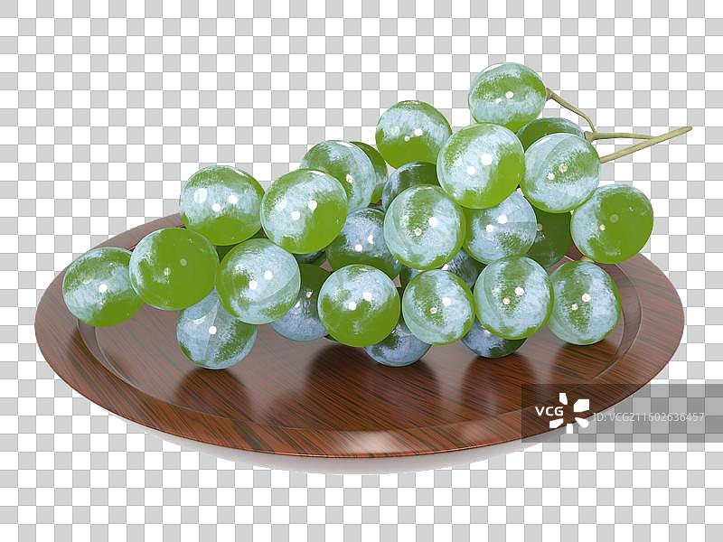 木盘上的鲜绿葡萄串图片素材