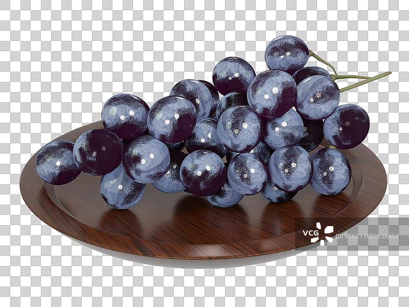 木盘上的鲜紫葡萄串图片素材