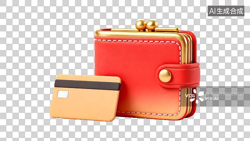 【AI数字艺术】卡通粘土风格的钱包和银行卡  金融货币储蓄题材背景下的钱包银行卡插画图片素材