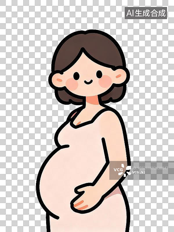 【AI数字艺术】孕期女性插画展现产前健康图片素材