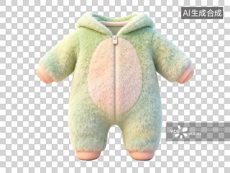 【AI数字艺术】毛绒婴儿连身衣带帽子图片素材