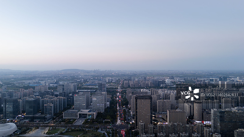 杭州下沙金沙湖公园周边城市航拍图片素材