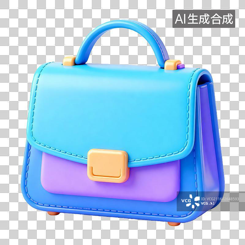 【AI数字艺术】蓝色的女士皮包图标图片素材