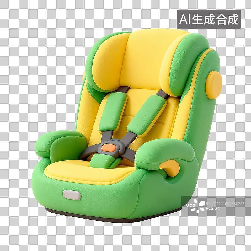 【AI数字艺术】3D渲染，宝宝安全座椅，安全座椅，宝宝安全座椅，婴儿用品，免抠元素图片素材