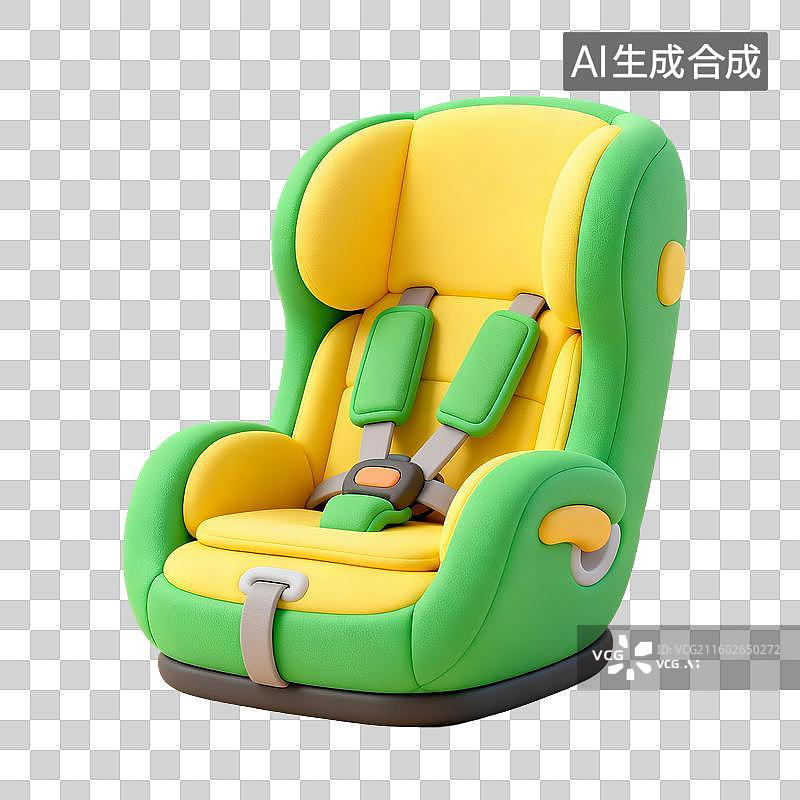 【AI数字艺术】3D渲染，宝宝安全座椅，安全座椅，宝宝安全座椅，婴儿用品，免抠元素图片素材
