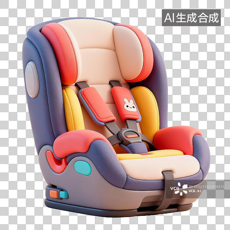【AI数字艺术】3D渲染，宝宝安全座椅，安全座椅，宝宝安全座椅，婴儿用品，免抠元素图片素材