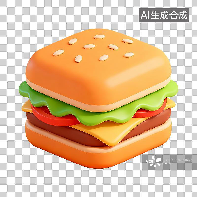 【AI数字艺术】方形快餐汉堡图片素材